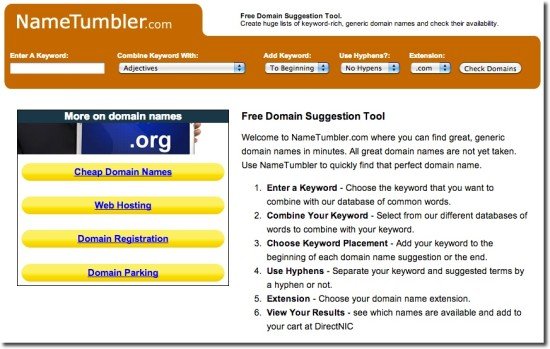 domain suggestion nametumbler