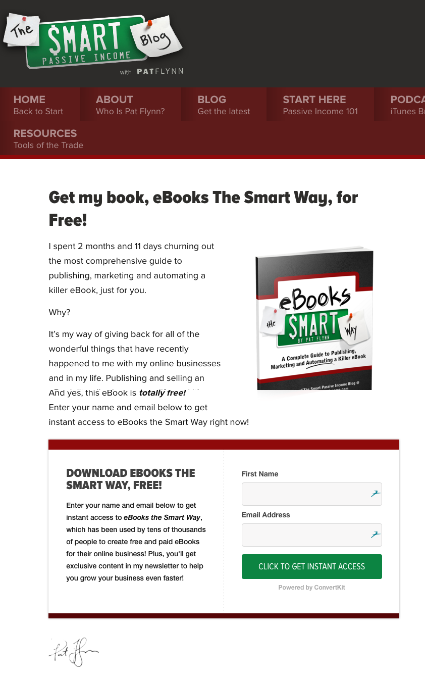 email list landing page pat