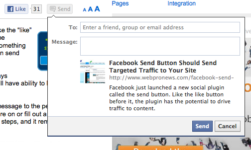 facebook send button image new facebook send button on webpronews