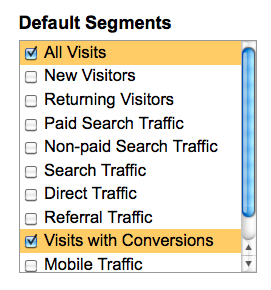 google anayliytics visits with conversion