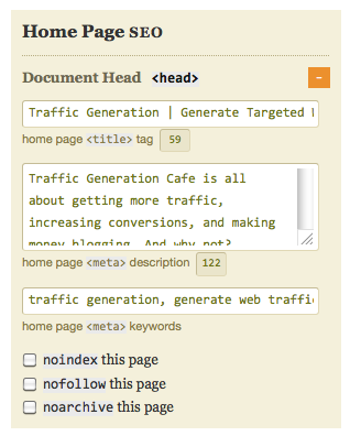 thesis home page seo section