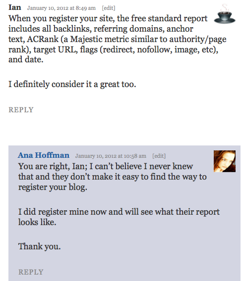 majesticseo comment 2 majestic seo comment from reader 2