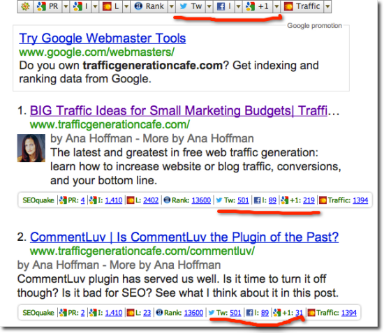 seoquake results seoquake results for trafficgenerationcafe
