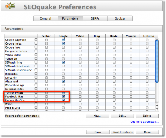 seoquake preferences social media seoquake preferences