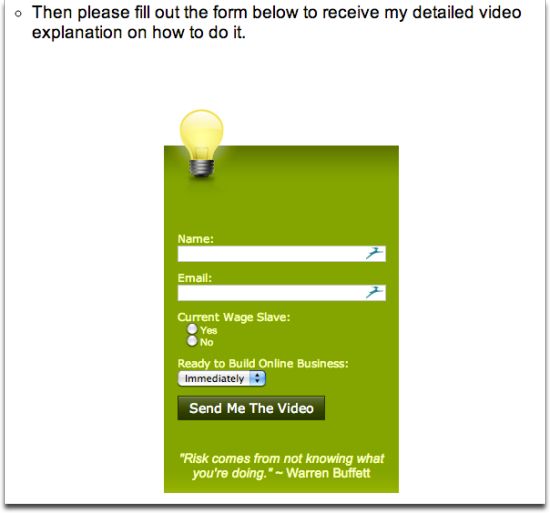 Create form to squeeze leads build your list