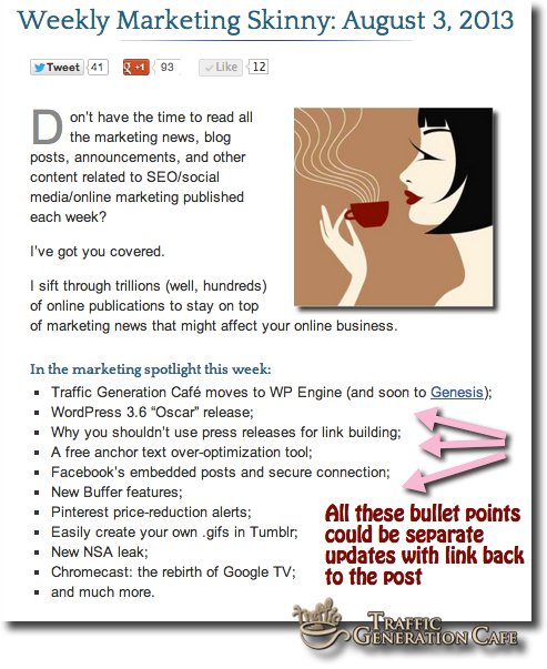 promote your blog through separate updates