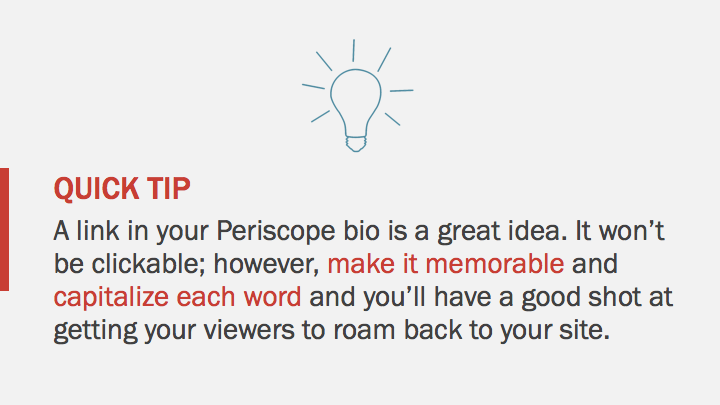 Periscope iOS Tutorial: your website link in Periscope profile tip