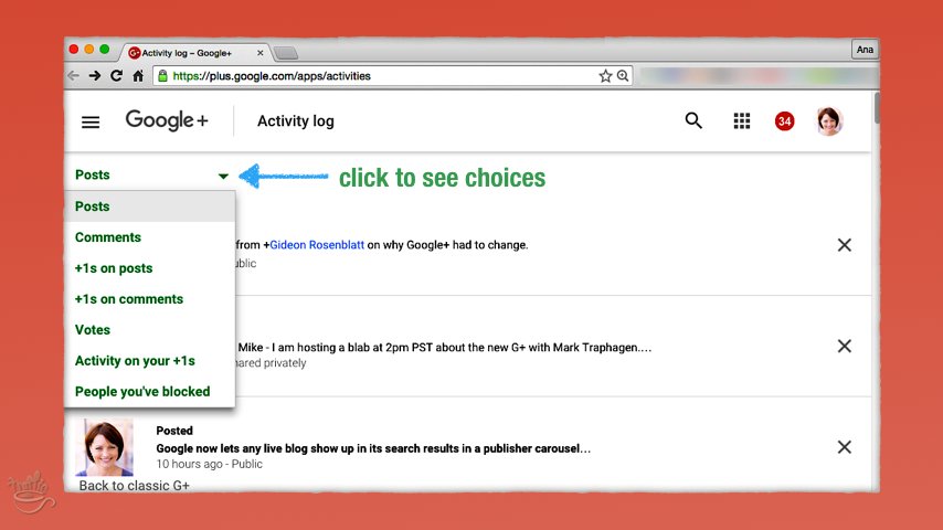Here's your Google Plus activity log
