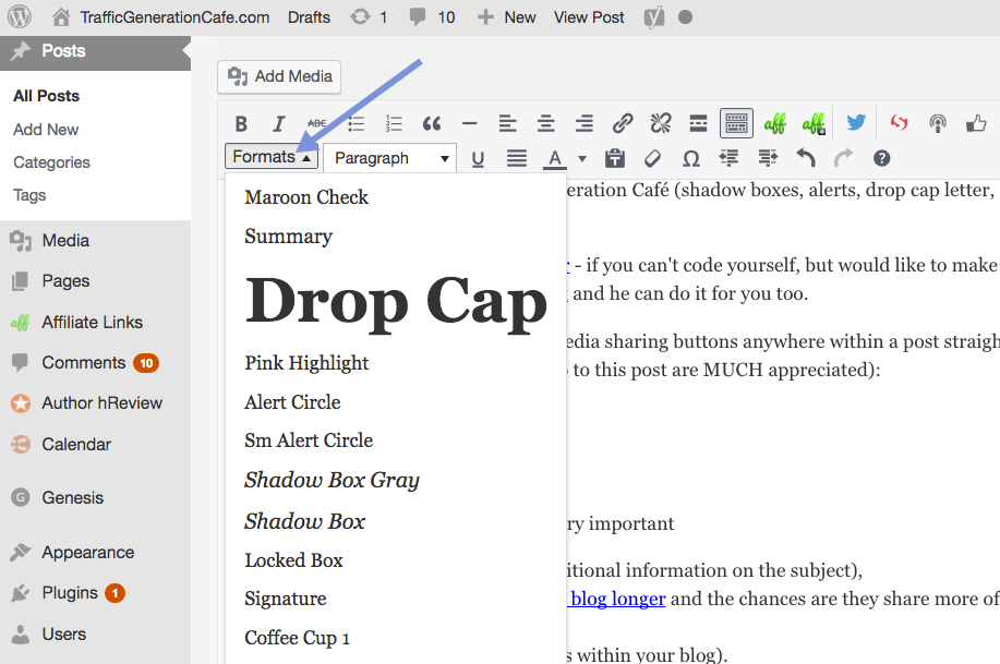 What custom blog post formats look like