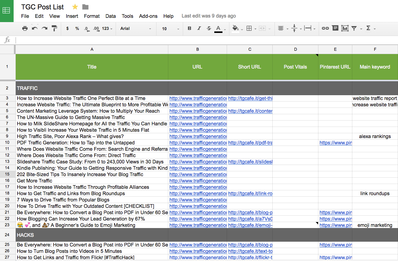 How to create your master blog post list