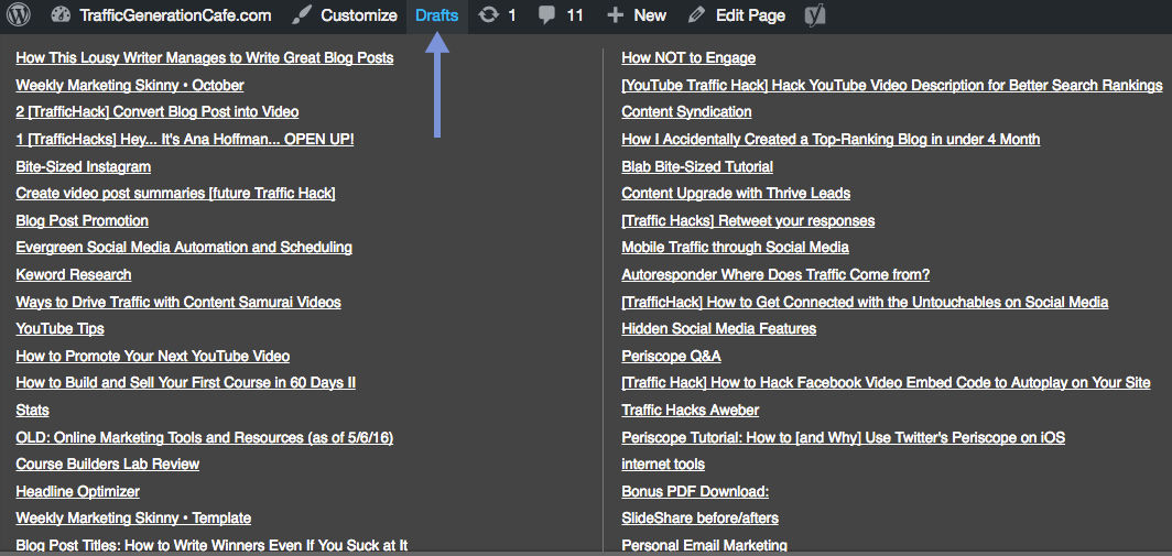 How to make writing blog post with drafts plugin